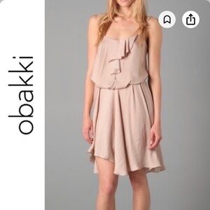 NWOT Obakki Ruffle Silk Dress
